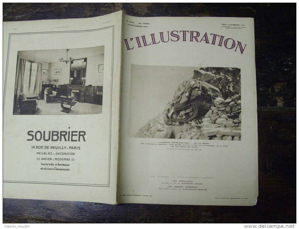 1931:Pub Automobiles ;Cologne ;Dusseldorf ;Vol Voiles Rossitten ;Voilier ;ALGER ;La Petite Ville Couleur ; Raid Citroën - L'Illustration