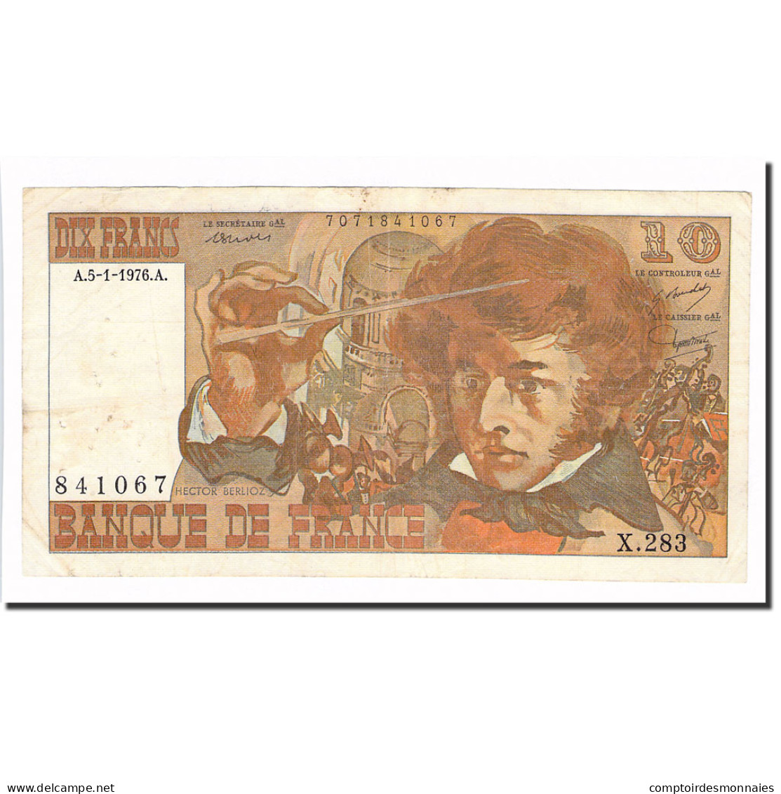 France, 10 Francs, Berlioz, 1976, 1976-01-05, TB+, Fayette:63.17, KM:150c - 10 F 1972-1978 ''Berlioz''