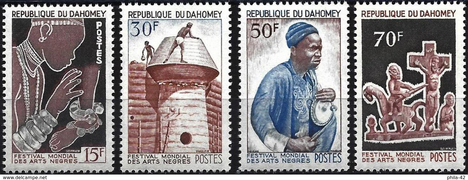 Dahomey 1966 - Mi 270/73 - YT 235/38 ( International Negro Art Festival ) MNH** Complete Set - Bénin – Dahomey (1960-...)