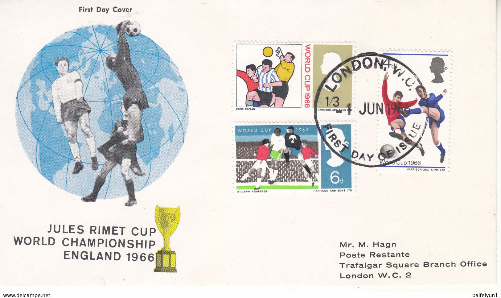 Great Britain 1966 FIFA World Cup Stamps Entired FDC - 1966 – Engeland