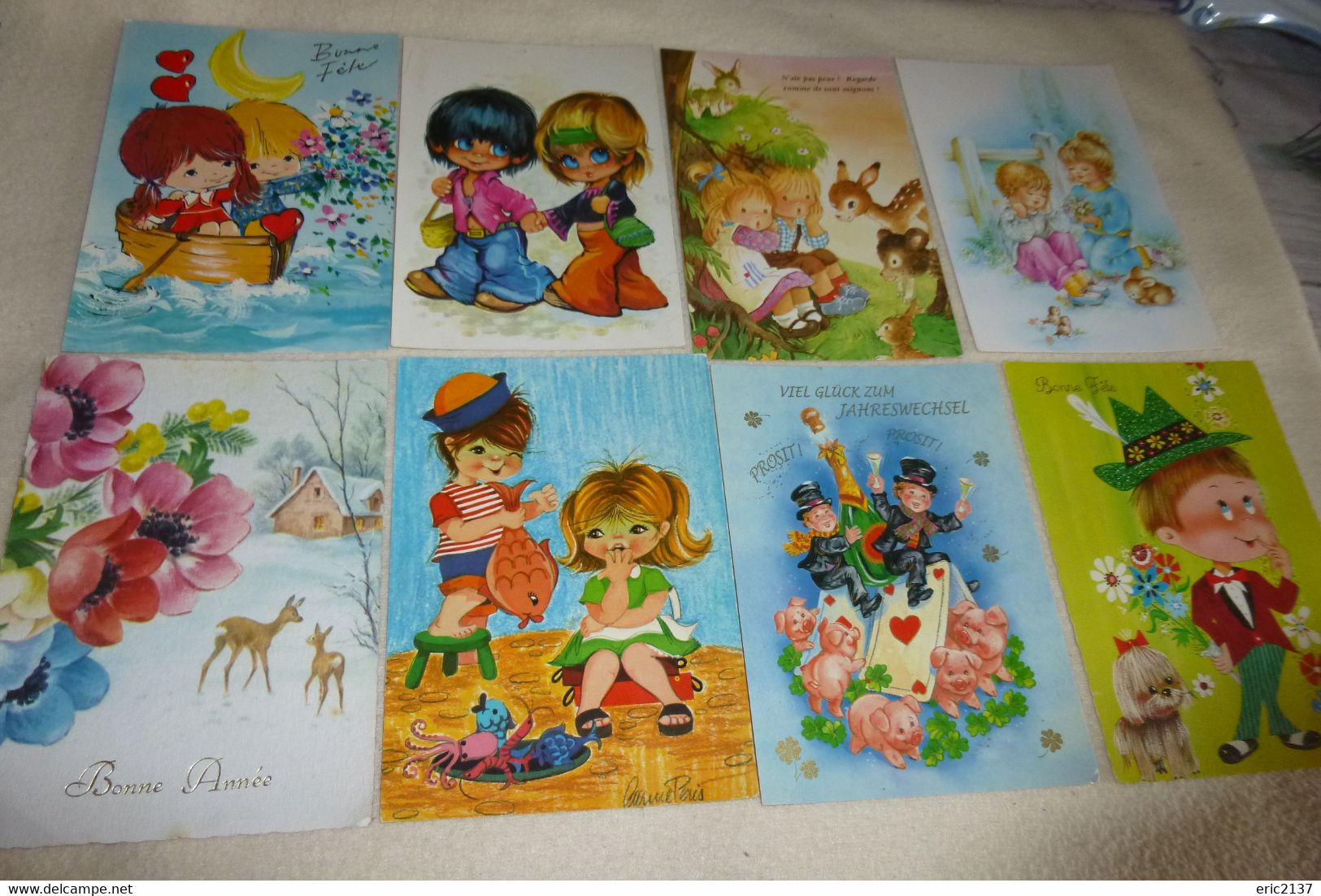 LOT DE 8 ILLUSTRATIONS ..ENFANTS..FETE.. - 5 - 99 Postcards