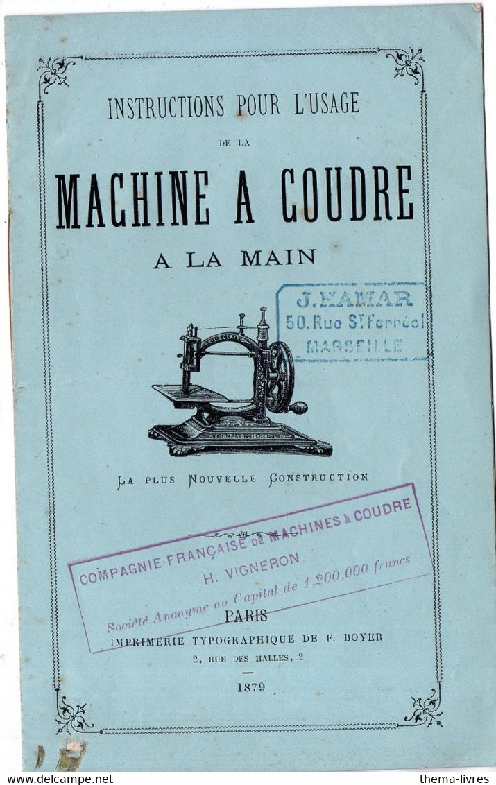 Instructions MACHINE A COUDRE VIGNERON  1879  (M2115) - Advertising