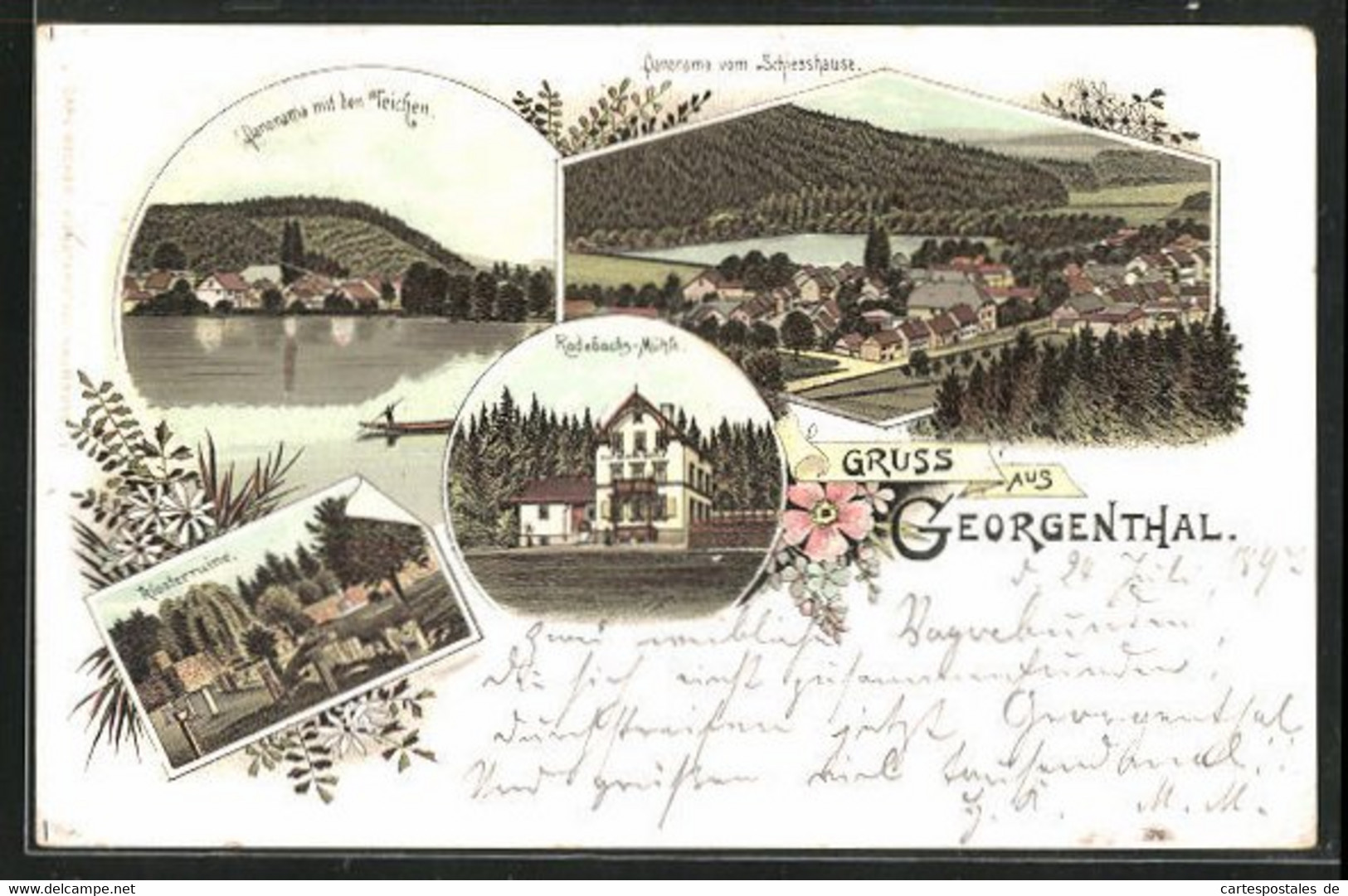 Lithographie Georgenthal, Schiesshaus Und Rodebachsmühle - Georgenthal