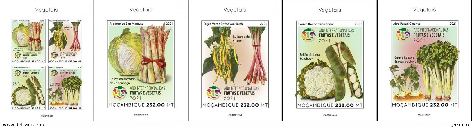 Mozambico 2021, Vegetals, 4val In BF +4BF IMPERFORATED - Obst & Früchte