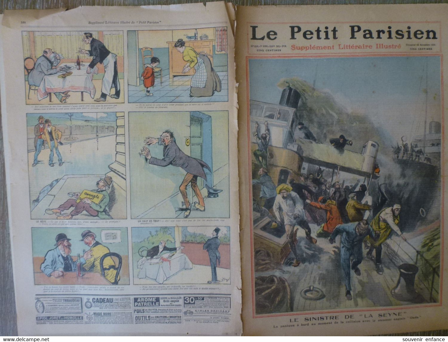 Journal Le Petit Parisien Novembre  1909 Le Sinistre De La Seyne Steamer Olma Auto Canot - Le Petit Parisien