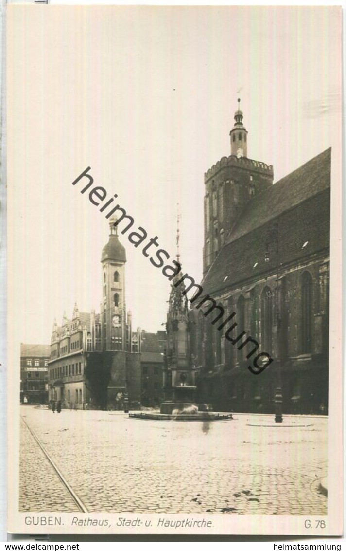 Guben - Rathaus - Stadt- Und Hauptkirche - Foto-Ansichtskarte - Verlag Ludwig Walter Berlin - Guben