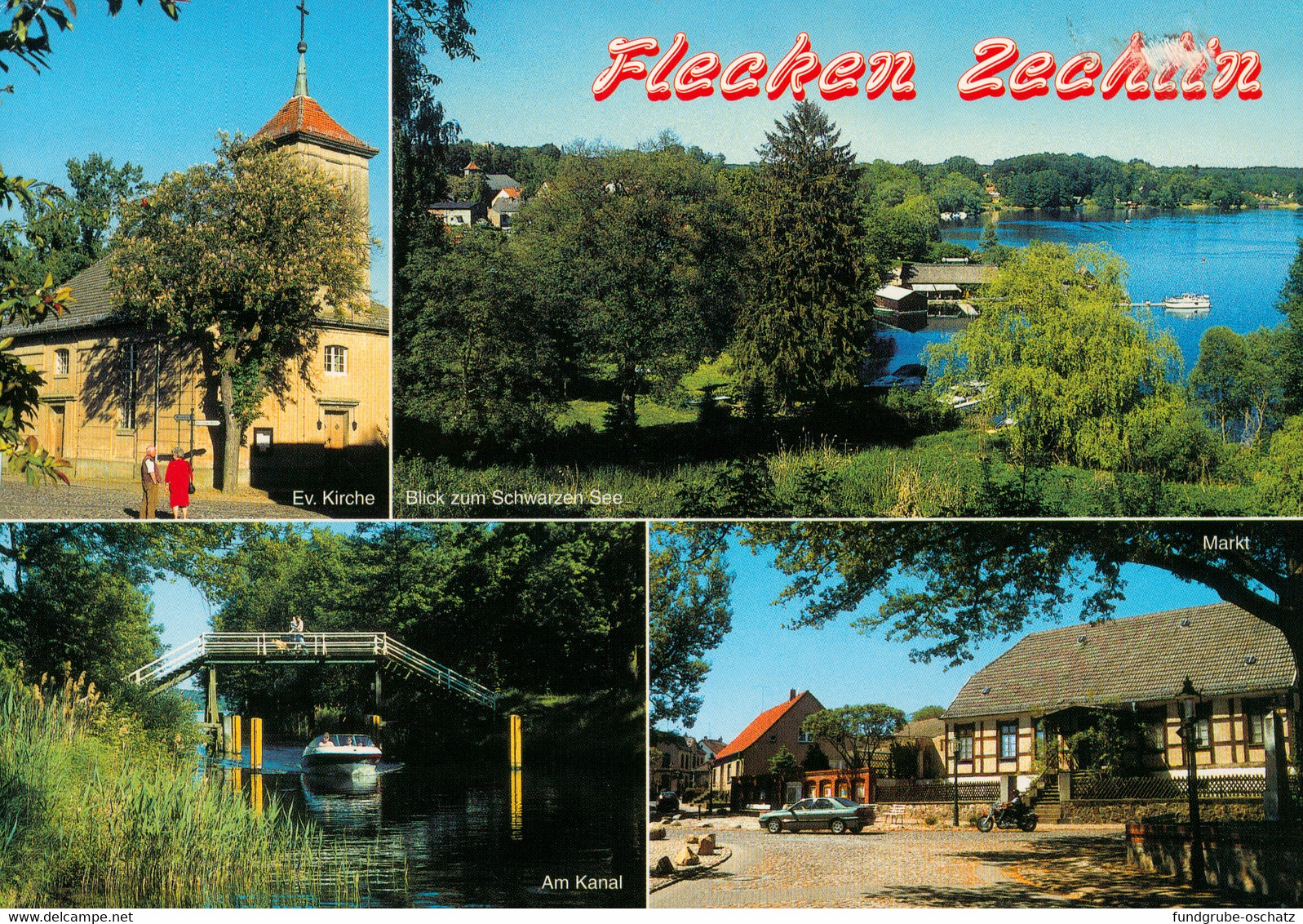 AK Rheinsberg OT Flecken Zechlin Ev. Kirche Blick Zum Schwarzen See Am Kanal Markt - Rheinsberg