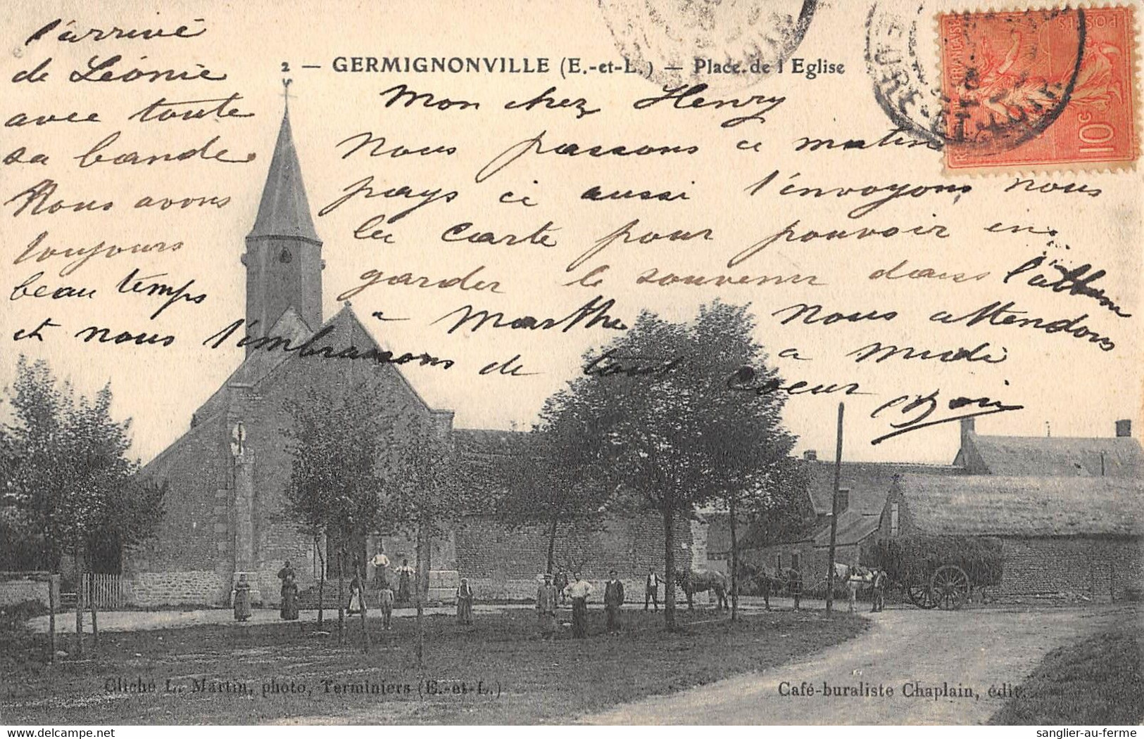 CPA 28 GERMIGNONVILLE PLACE DE L'EGLISE - Other & Unclassified