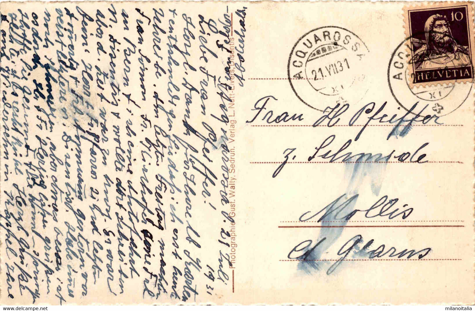 Disentis - Dorfpartie Mit Bahnhof U. Kloster (4) * 21. 7. 1931 - Disentis/Mustér