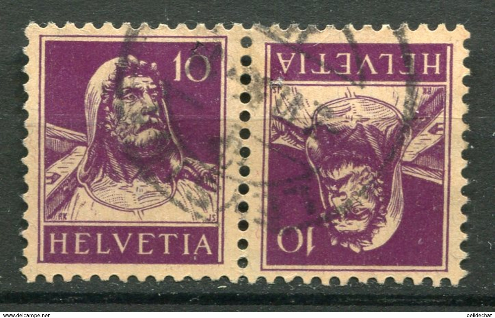 21936 SUISSE N°243b° 10c. Violet Foncé S. Chamois Tête-bêche    1930  B/TB - Tete Beche