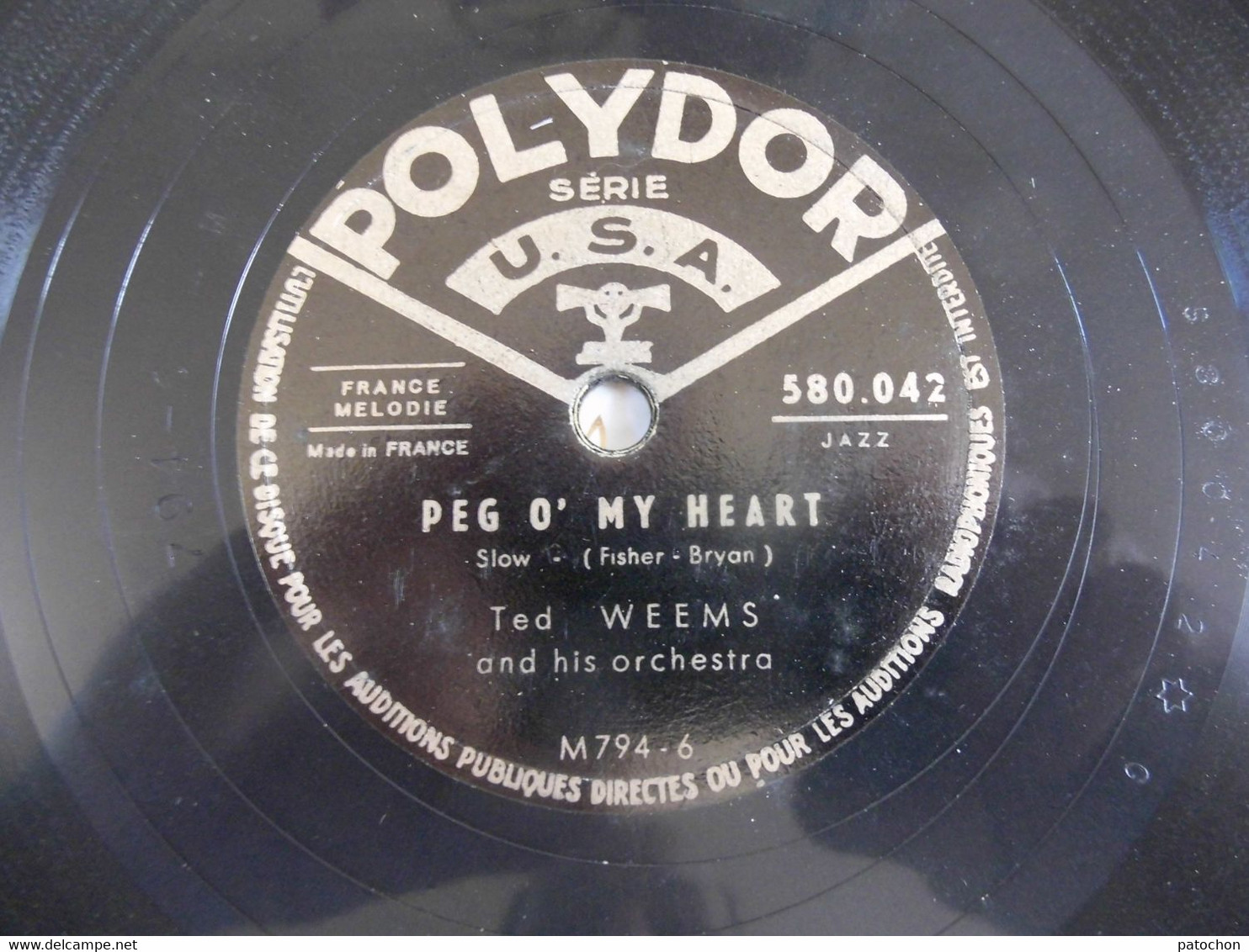 Vinyle LP 78 Tours Ted Weems M793-6 & M794 / 580042 Violets & Peg O' My Heart Très Propre - 78 T - Disques Pour Gramophone