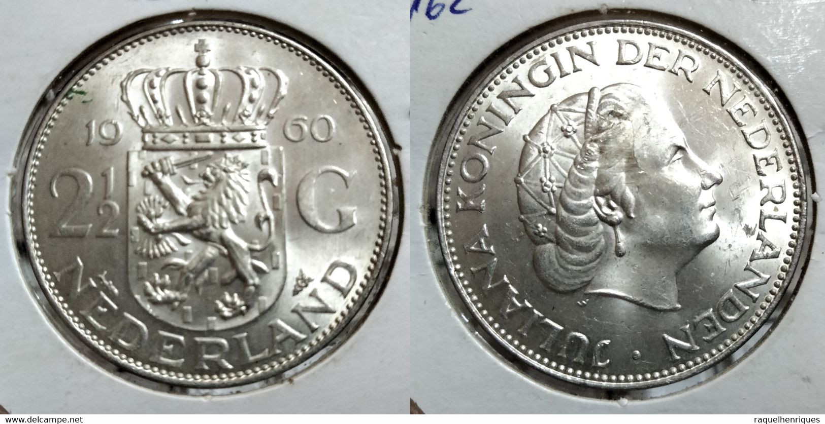 NETHERLANDS 2-1/2 GULDEN 1960 Km# 185 (G#08-162) - 2 1/2 Gulden