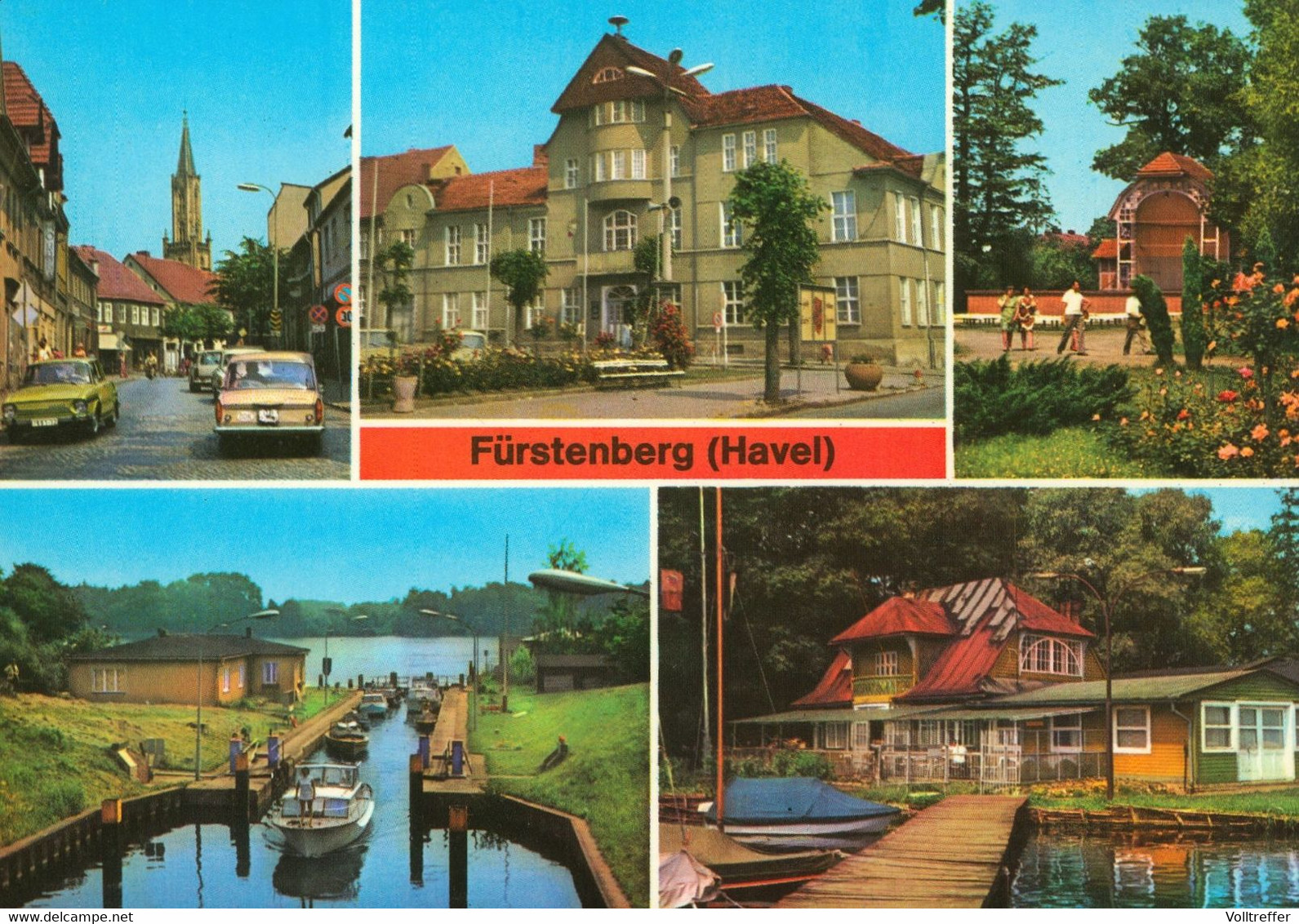 DDR Mehrbild AK 1984 Fürstenberg Havel, Thälmann Straße, Anglerheim Gaststätte - Fürstenberg