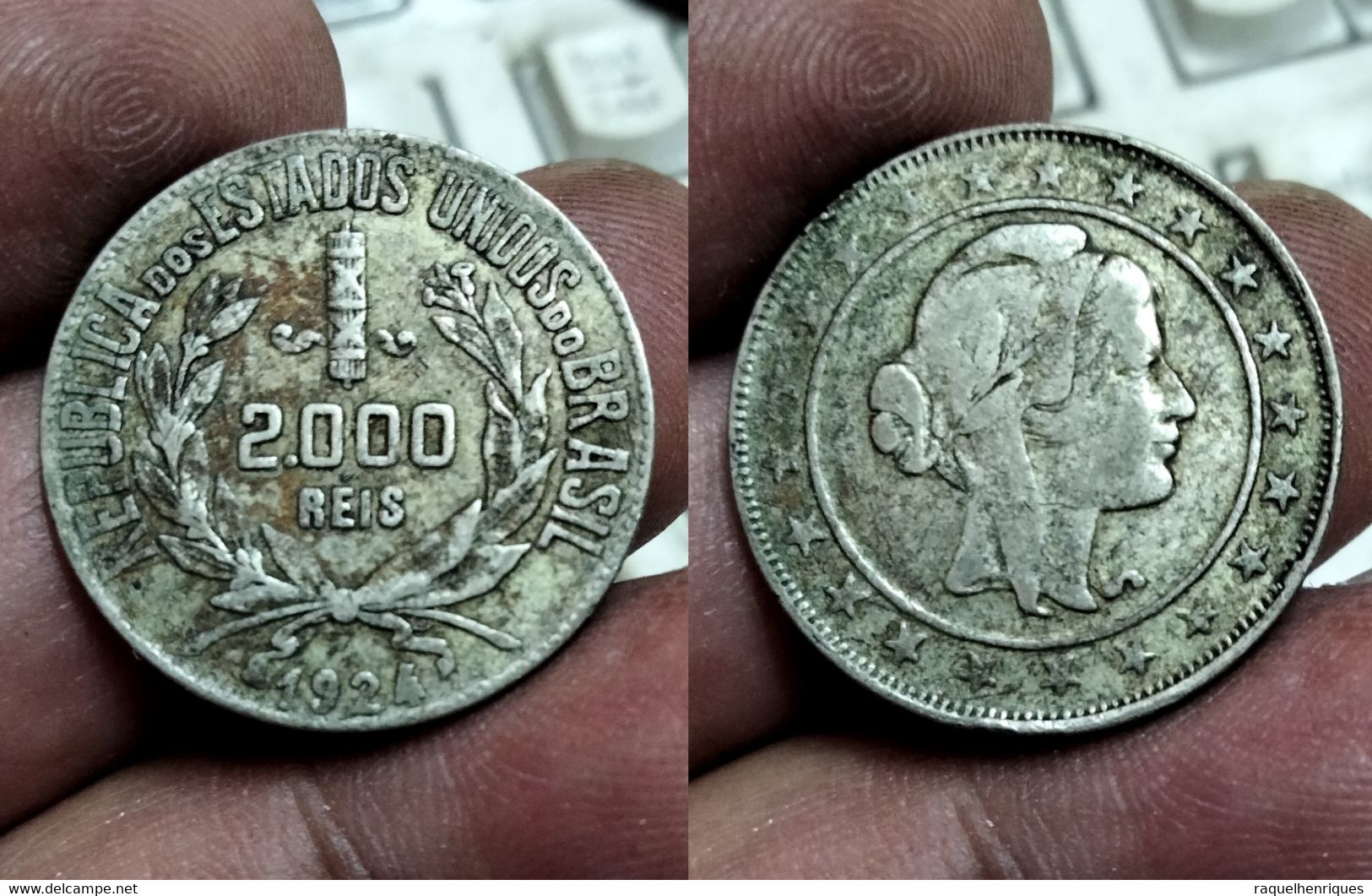 BRAZIL 2000 REIS 1924 Km# 526 SILVER (G#09-1) - Brasil