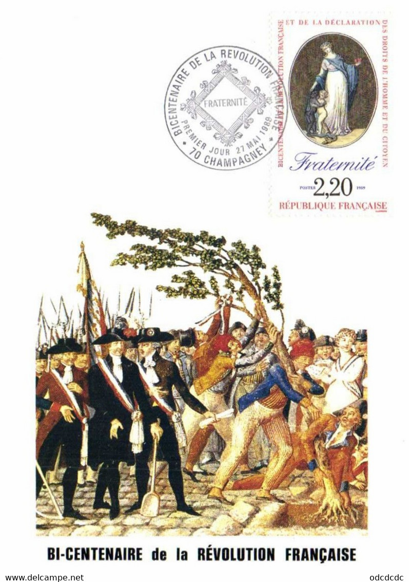 Carte Maximum BICENTENAIRE DE LA REVOLUTION 27 Mai 89 + Timbre 2.20 Fraternité - 1980-1989