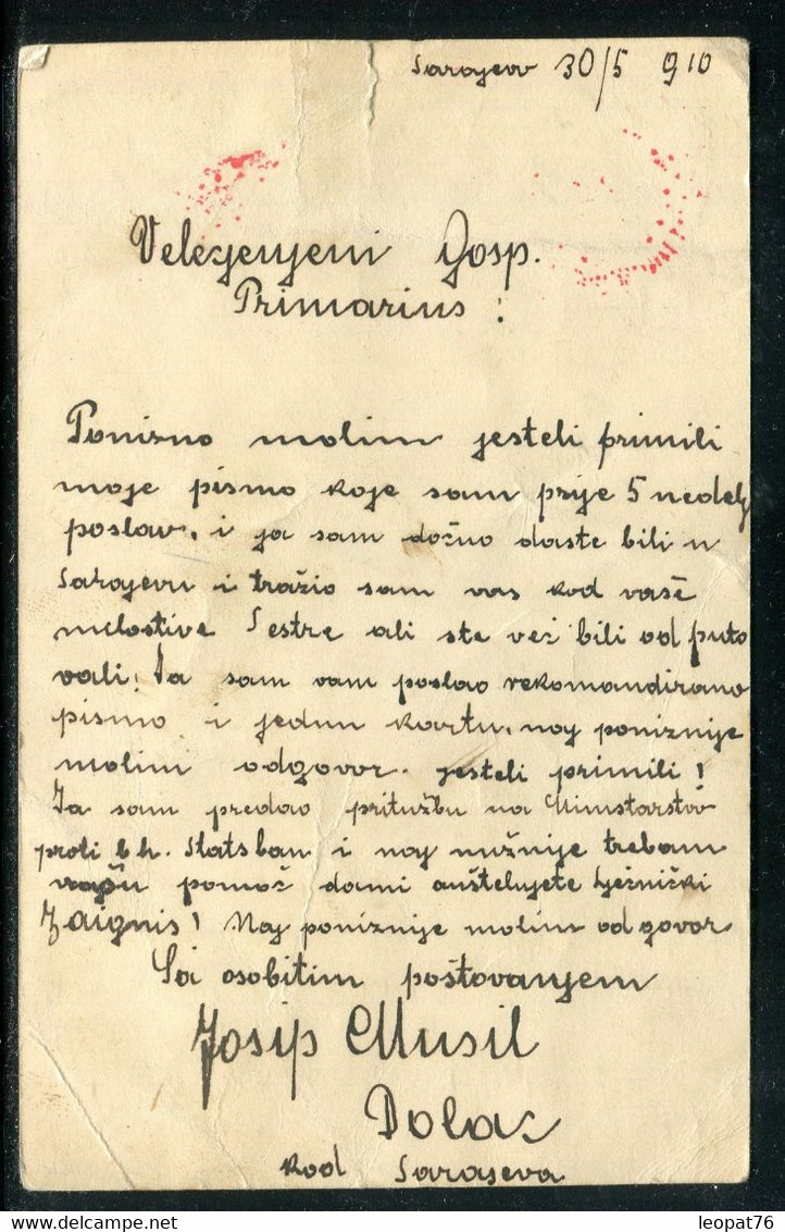Bosnie Herzegovine - Entier Postal De Sarajevo Pour Wien En 1910 Avec Oblitération Rouge Militaire - Ref J 33 - Bosnia Erzegovina