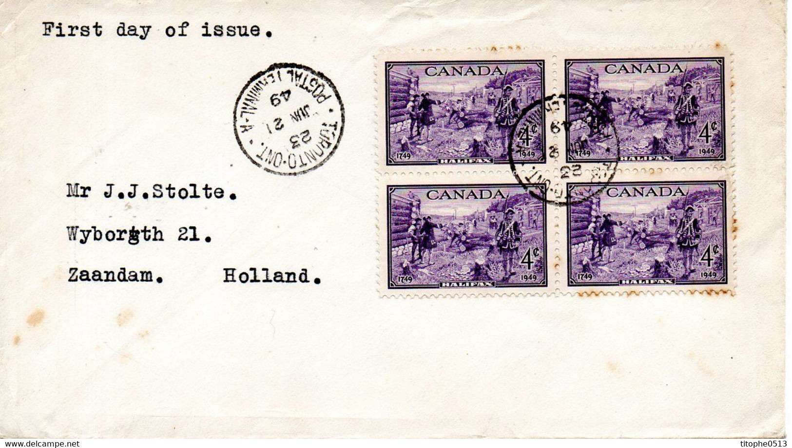 CANADA. N°230 De 1949 Sur Enveloppe 1er Jour. Halifax. - ....-1951