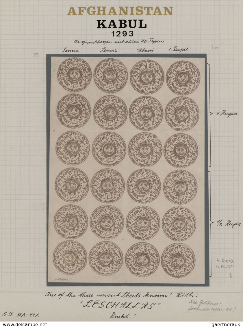 Afghanistan: 1876. 1293 First Post Office Issue, Issued In Kabul, Abasi Grey, Strip Of Three (Plate - Afghanistan