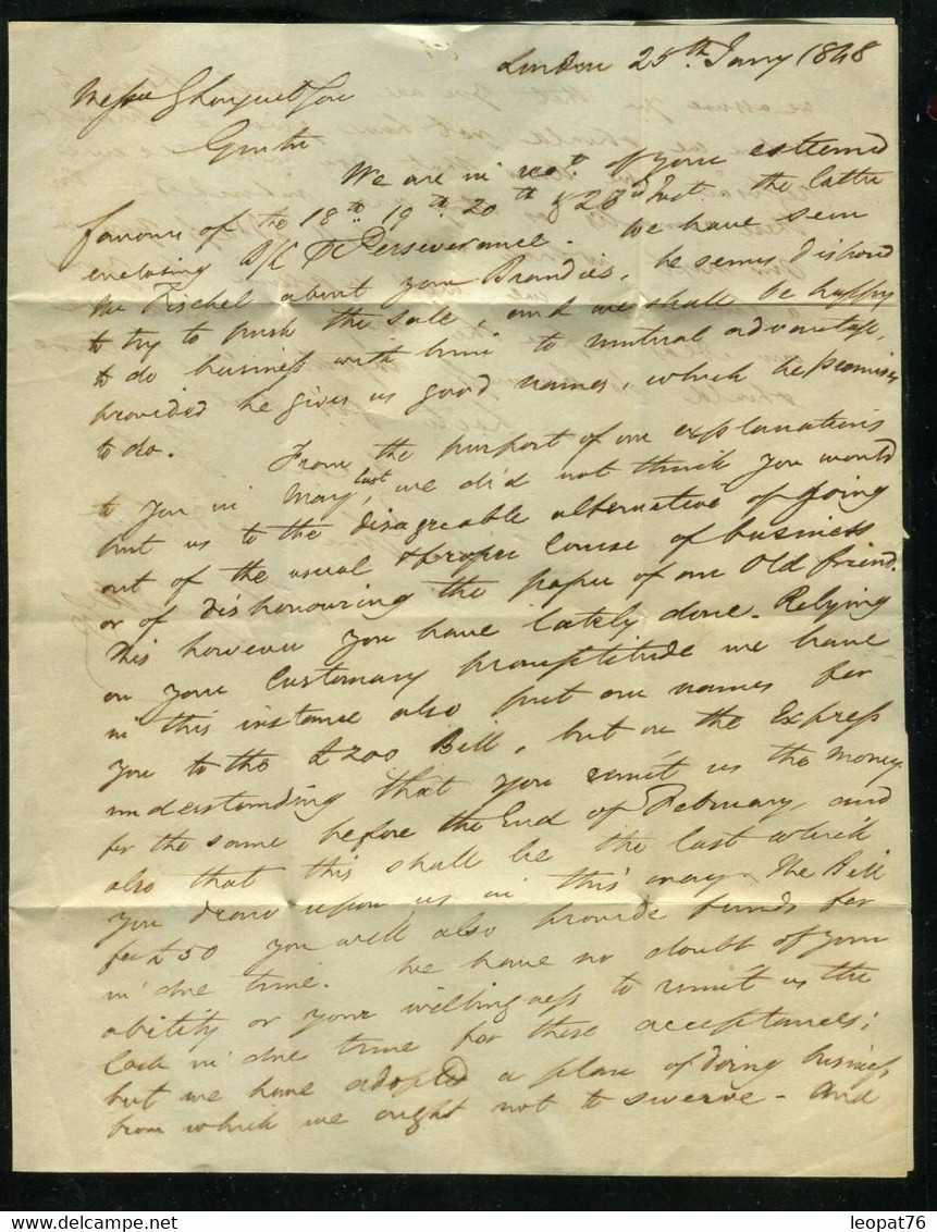 ROYAUME UNI - Lettre De Londres Pour Paris En 1848 - Ref J 73 - Poststempel