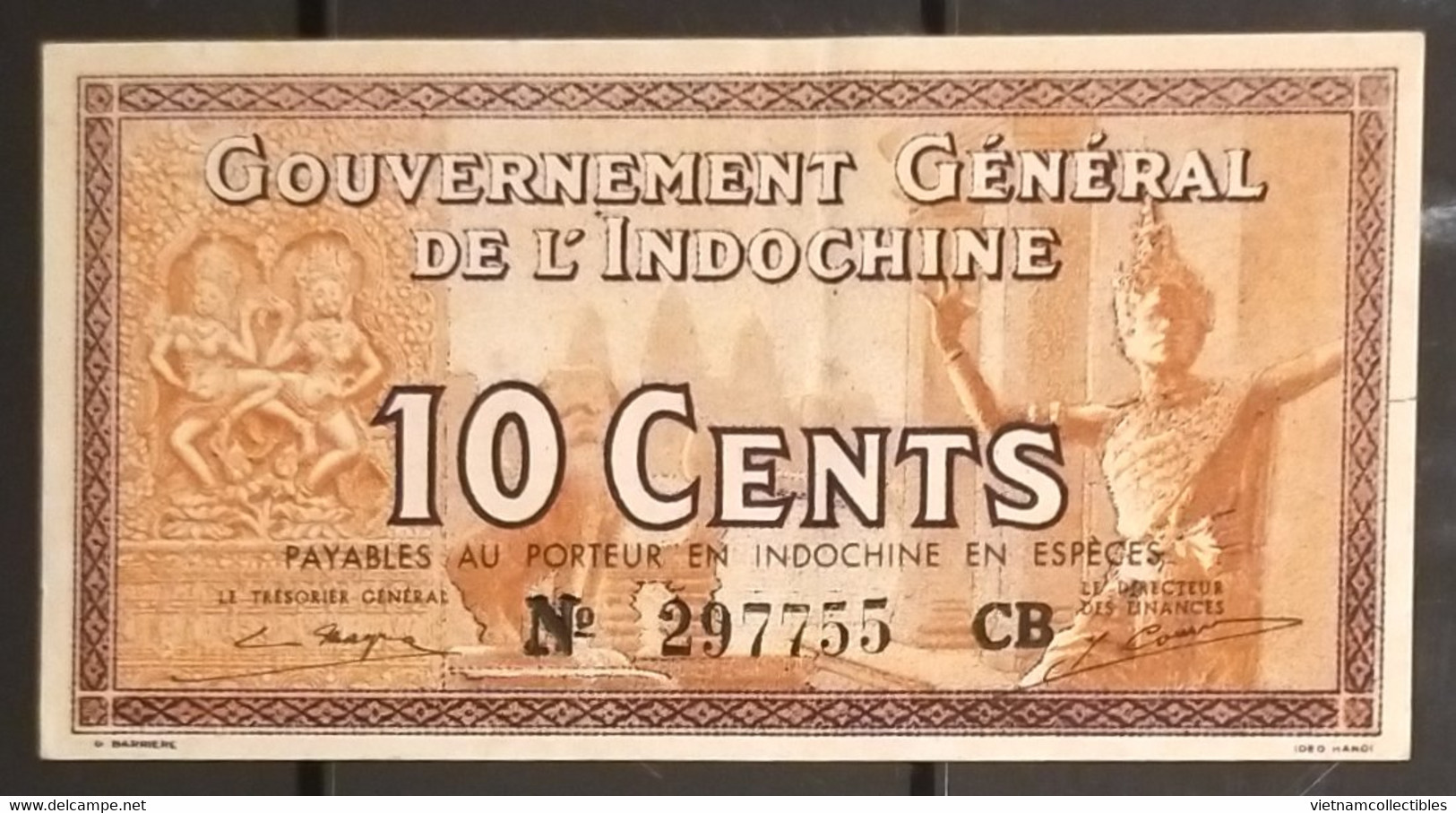 Indochine Indochina Vietnam Laos Cambodia 10 Cents EF Banknote Note Billet 1942 - Pick # 87d / 2 Photos - Indochina