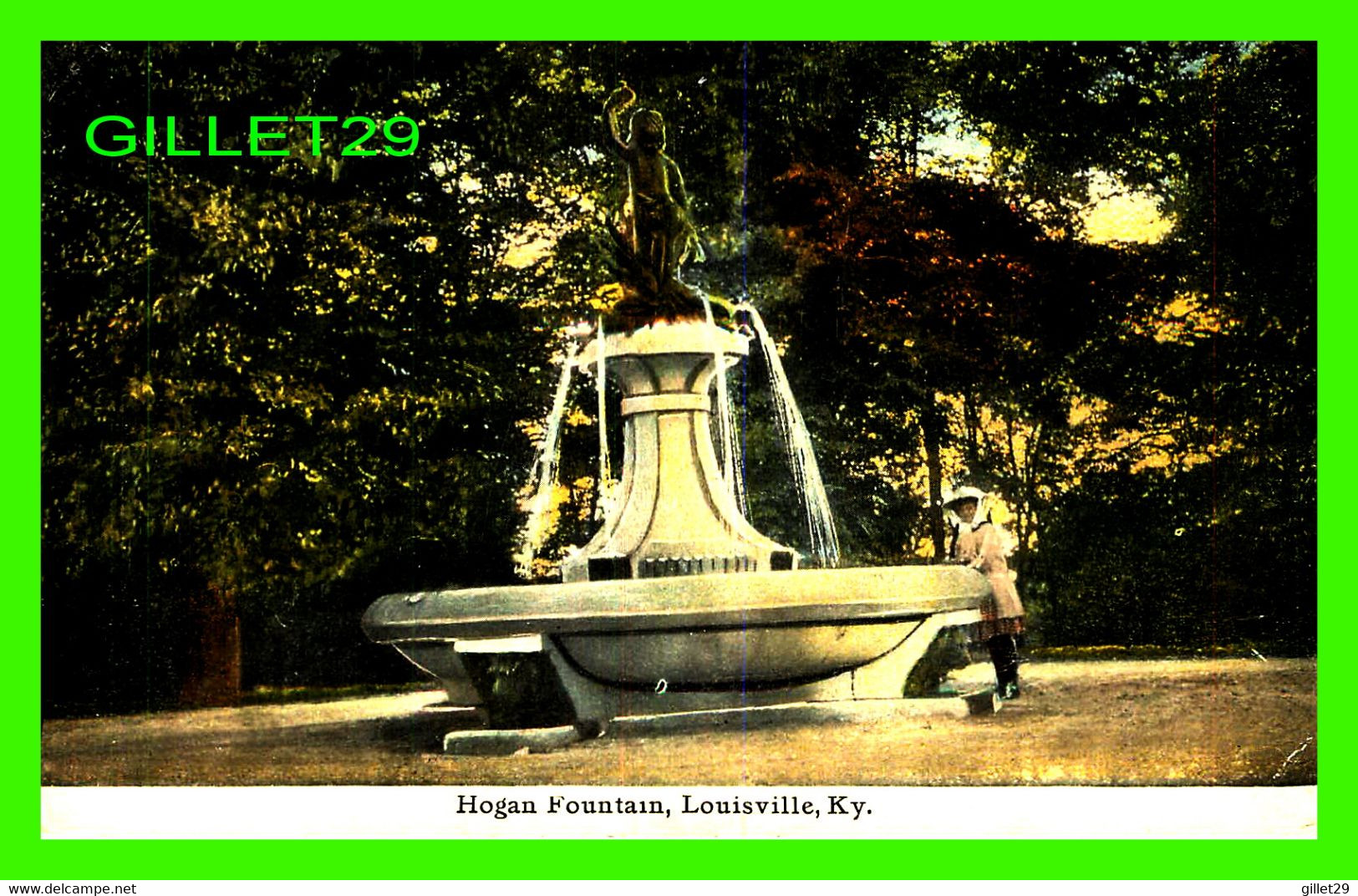 LOUISVILLE, KY - HOGAN FOUNTAIN - ANIMATED WITH A WOMEN - TRAVEL IN 1912 - PUB. BY F. M. KIRBY & CO - - Louisville