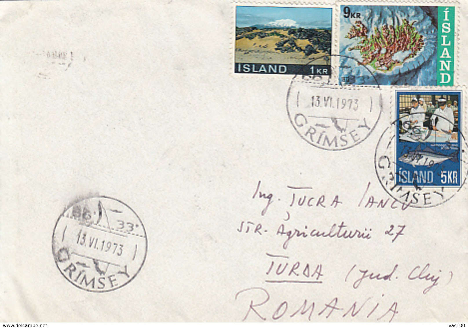 LANDSCAPES, FISHING INDUSTRY, STAMPS ON COVER, 1973, ICELAND - Briefe U. Dokumente