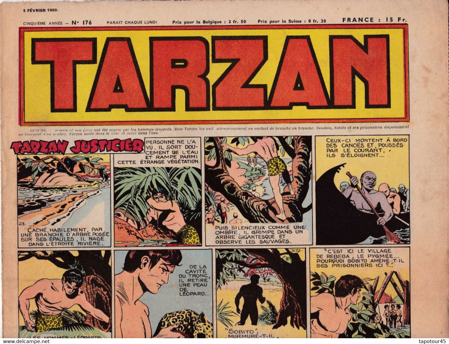 C 16) "Tarzan" > 5 Ième Année > 1950 > N° 176 > (4  Pgs R/V > FT 380 X 290 Mm - Tarzan