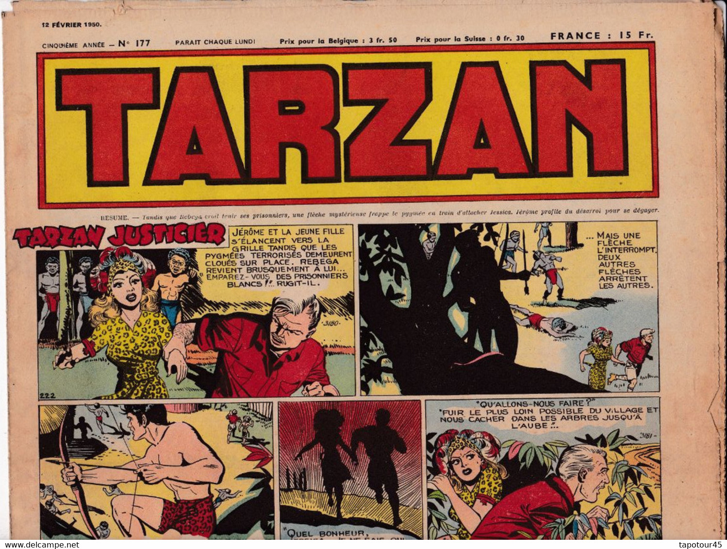 C 16) "Tarzan" > 5 Ième Année > 1950 > N° 177 > (4  Pgs R/V > FT 380 X 290 Mm - Tarzan