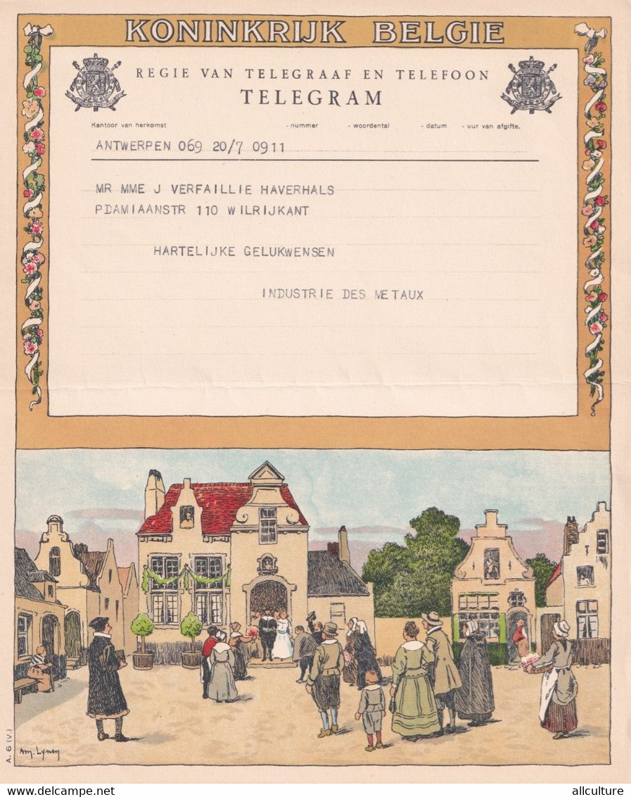 A8713 - REGIE VAN TELEGRAFF EN TELEFOON TELEGRAM KONINKRIJK BELGIE ANTWERPEN CENTRUM 1951 - Timbres Téléphones [TE]