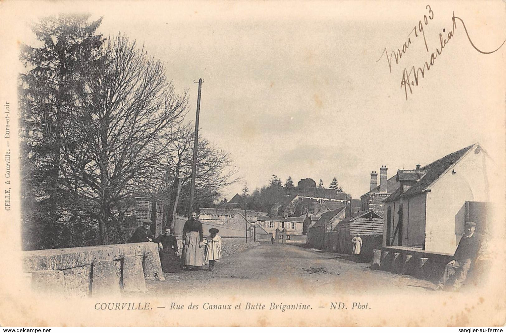 CPA 28 COURVILLE RUE DES CANAUX ET BUTTE BRIGANTINE - Courville