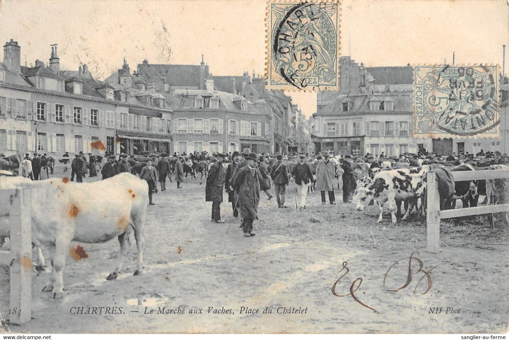 CPA 28 CHARTRES LE MARCHE AUX VACHES PLACE DU CHATELET - Chartres