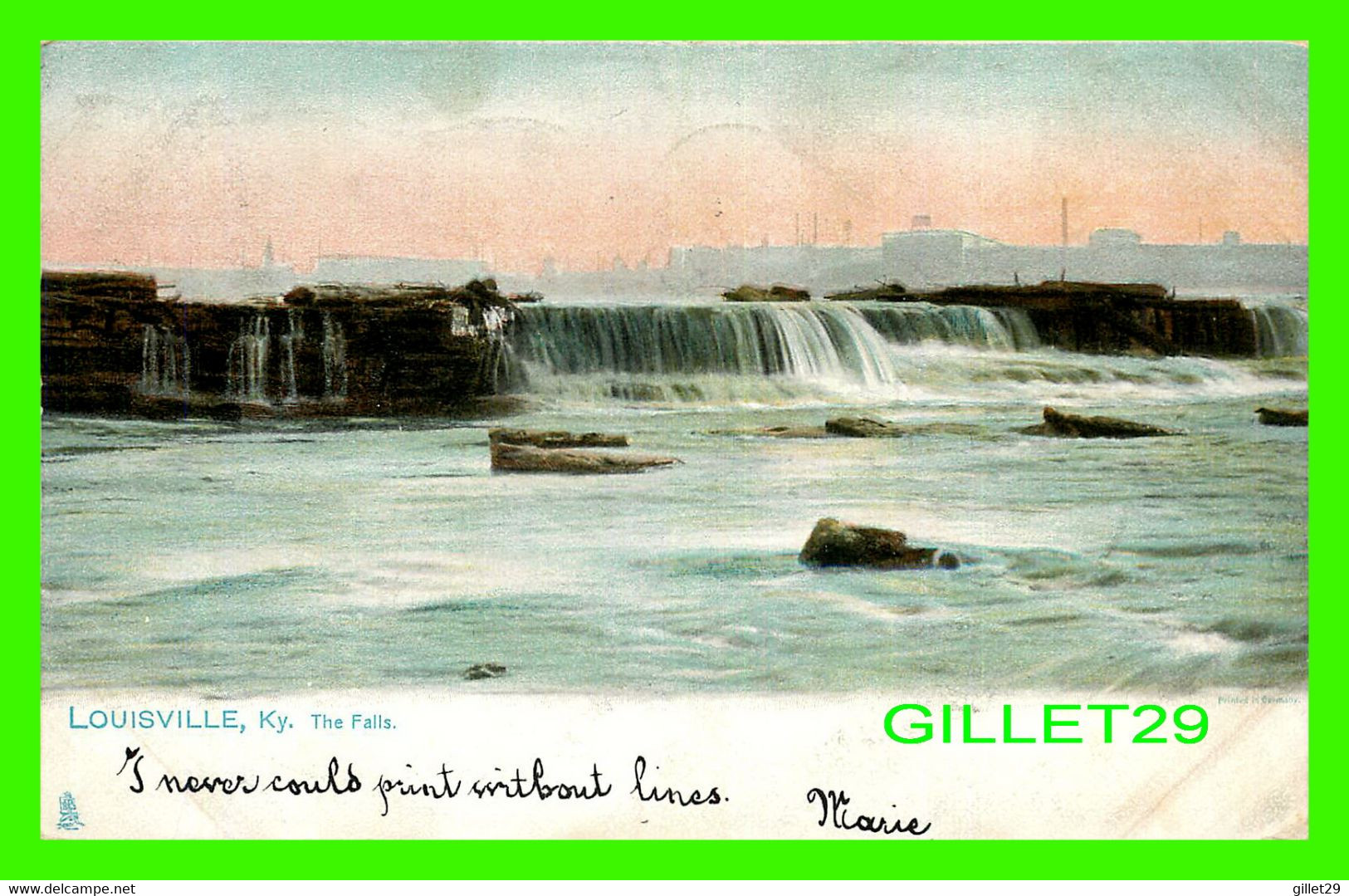 LOUISVILLE, KY - THE FALLS - TRAVEL IN 1906 -  RAPHAEL TUCK & SONS -  UNDIVIDED BACK - - Louisville
