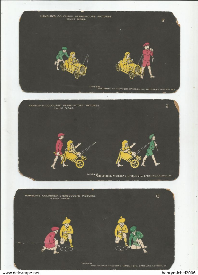 Lot 6 Stéréos Procédé Hamblin's Coloured Stereoscope Pictures Cruise Series Opticians London For Developent Of Fusion - Photos Stéréoscopiques