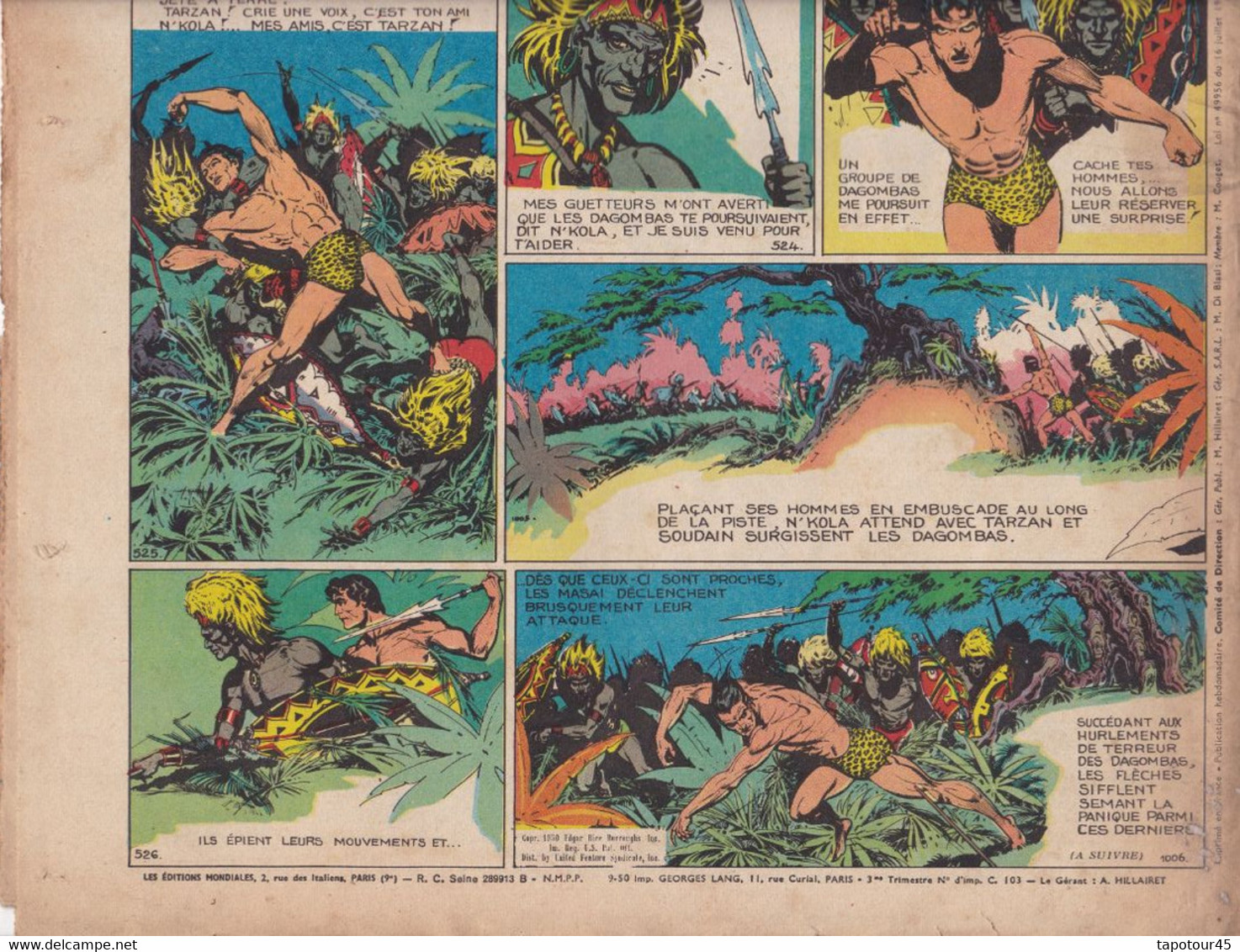 C 16) "Tarzan" > 5 Ième Année > 1950 > N° 210 > (Nouveau 6  Pgs R/V > FT 380 X 290 Mm - Tarzan