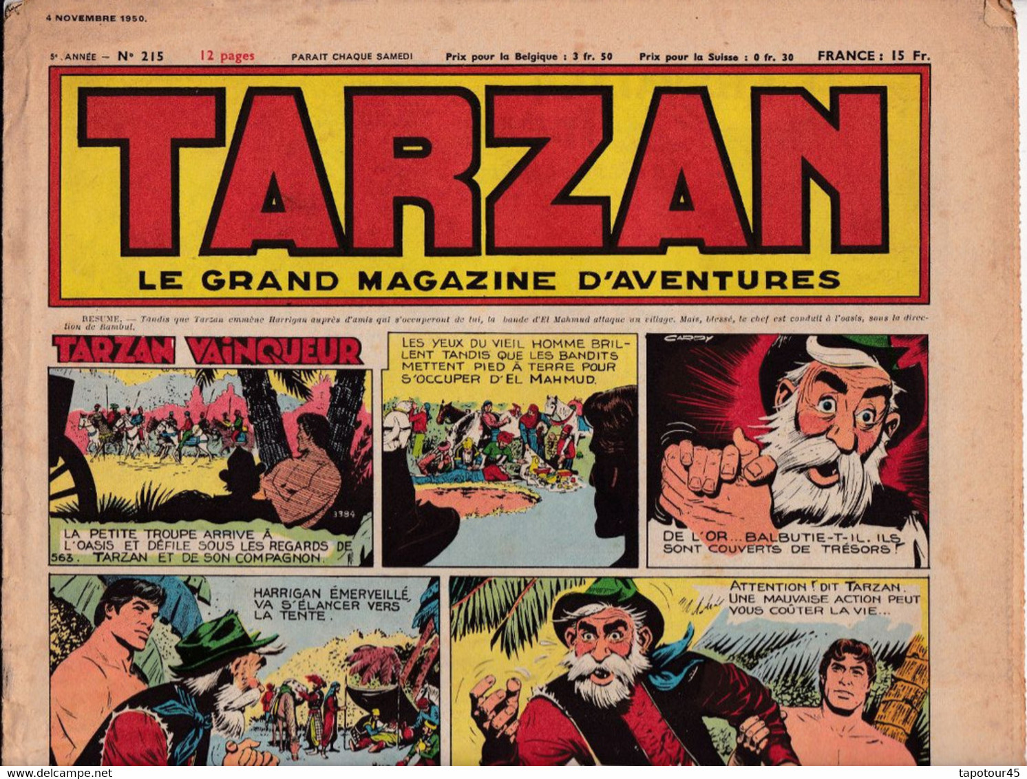 C 16) "Tarzan" > 5 Ième Année > 1950 > N° 215 > (Nouveau 6  Pgs R/V > FT 380 X 290 Mm - Tarzan