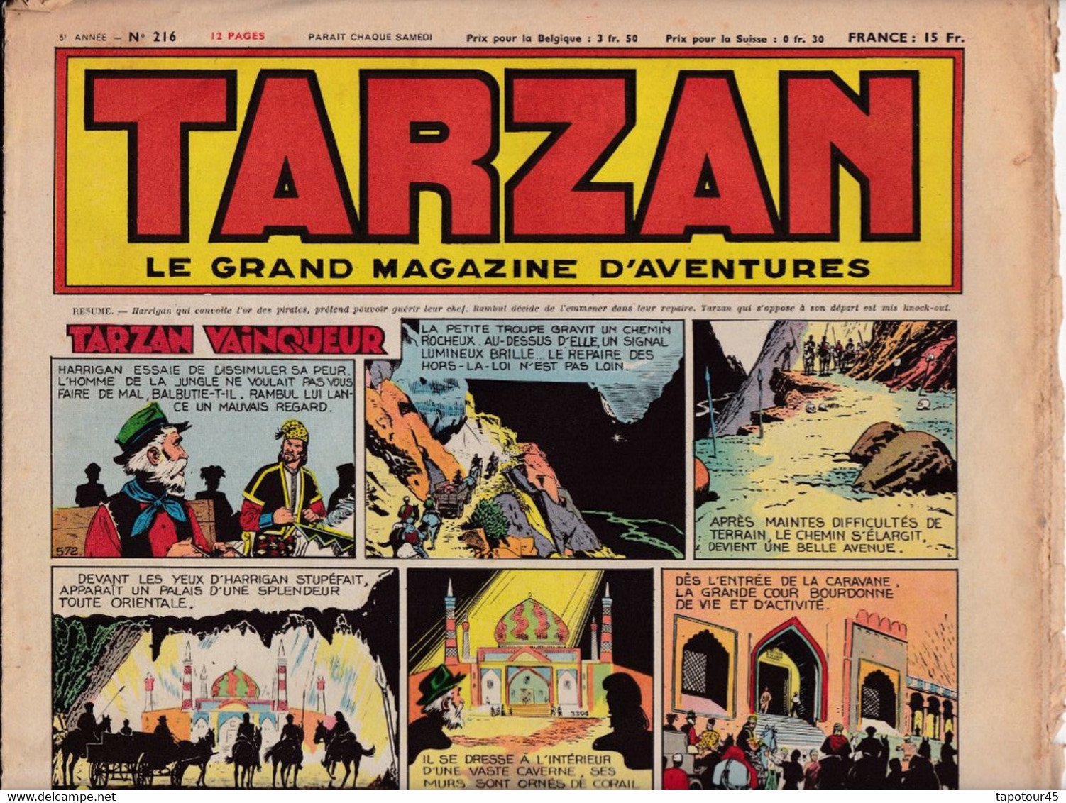 C 16) "Tarzan" > 5 Ième Année > 1950 > N° 216 > (Nouveau 6  Pgs R/V > FT 380 X 290 Mm - Tarzan