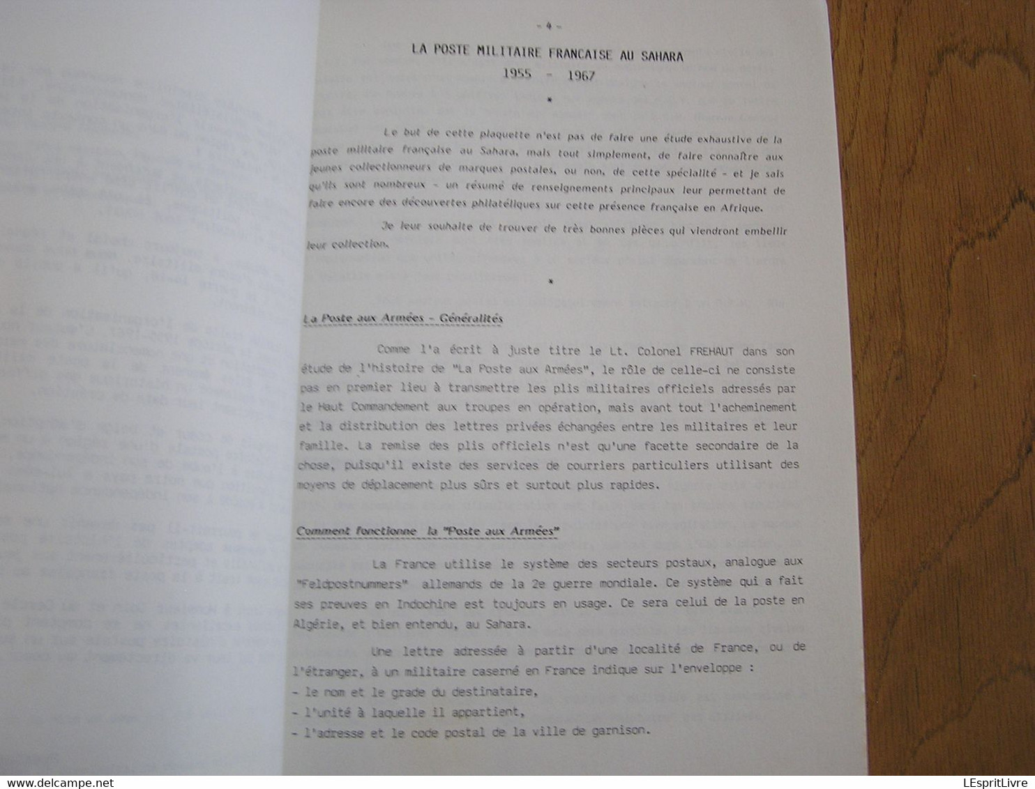 HISTOIRE POSTALE ET MILITAIRE DE L'ARMEE FRANCAISE AU SAHARA Marcophilie Philatélie Cachet Poste France Afrique Algérie - Other & Unclassified