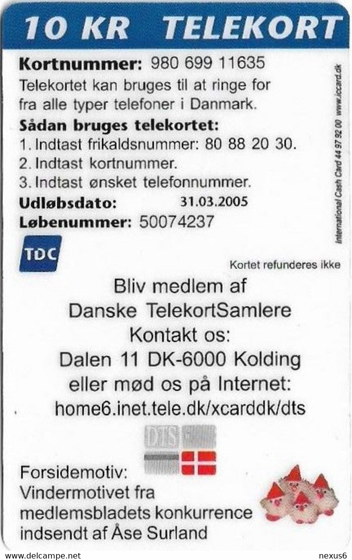 Denmark - DTS  Julekort 2002 - Christmas Private Membership Remote Mem. Card, Exp.31.03.2005, 10Kr, 300ex - Denemarken