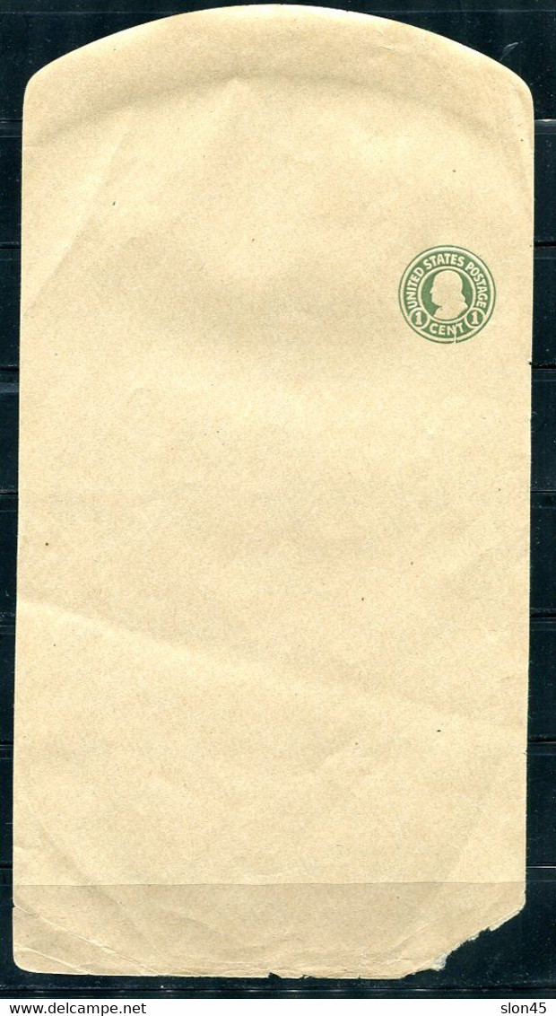 USA PS Wrapper 1c Franklin Unused Broken Frame Bottom Right Cut Corner  10715 - Ongebruikt