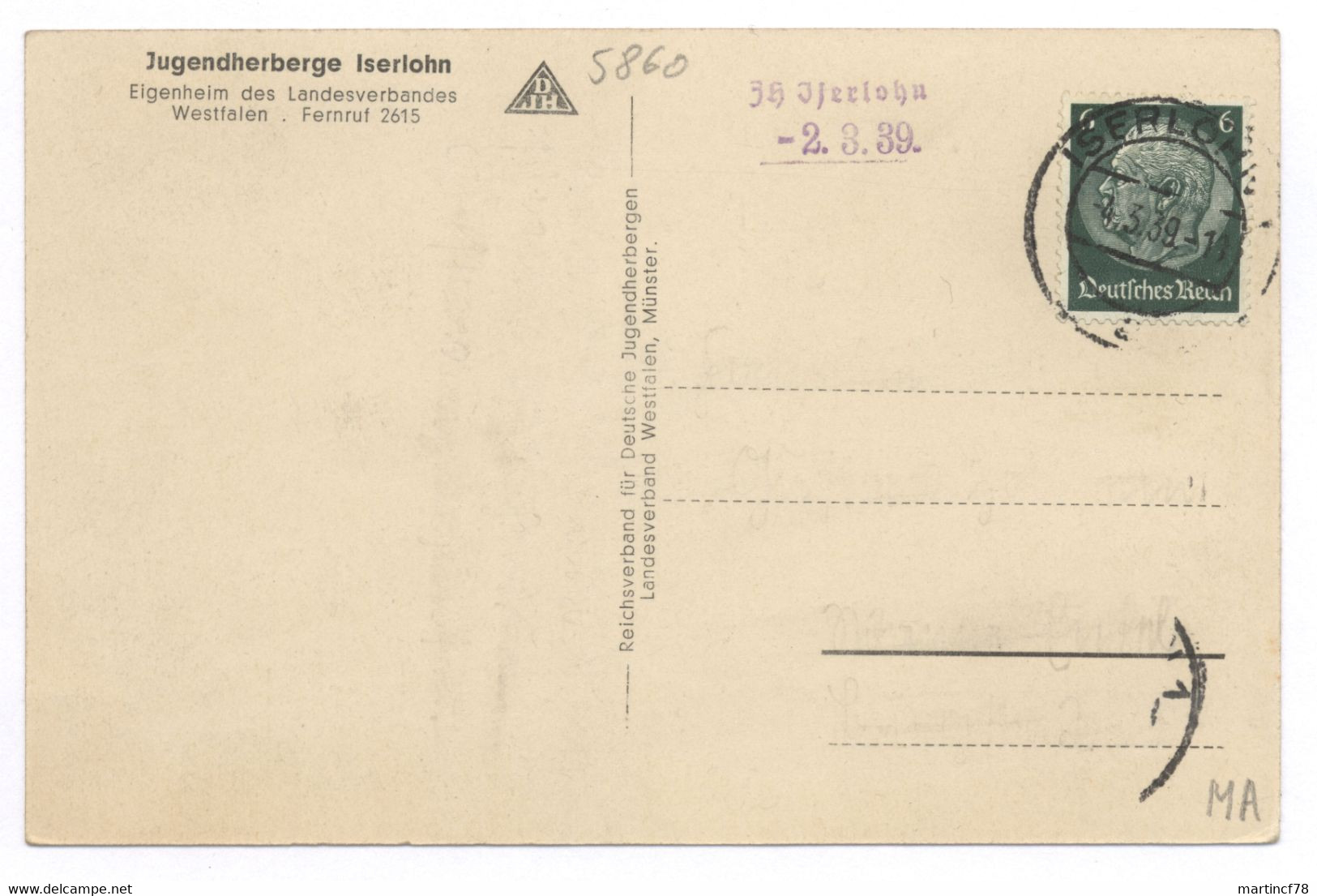 5860 Jugendherberge Iserlohn 1939 - Iserlohn