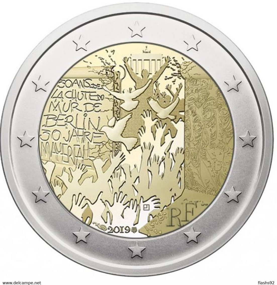 2 Euro Commemorative France 2019 30 Ans De La Chute Du Mur De Berlin - Francia