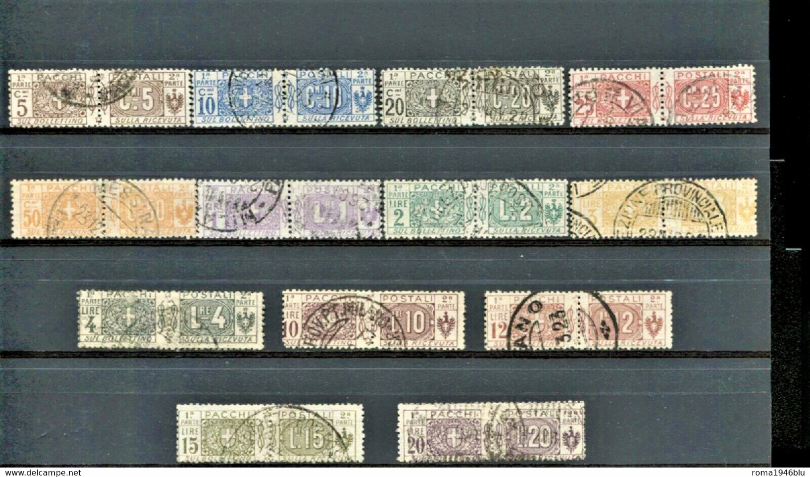 REGNO 1914-22 PACCHI NODO SERIE CPL. 13 VALORI USATI - Postage Due