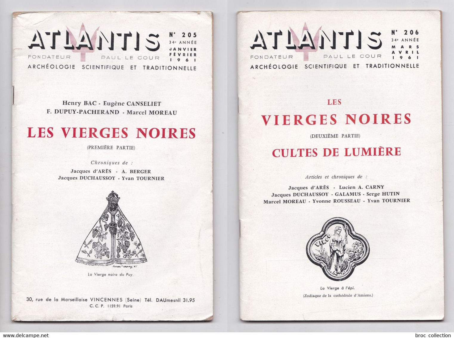 Revue Atlantis N° 205 Et 206, 1961, Les Vierges Noires, Montluçon, Chartres, Archéologie, ésotérisme - Esotérisme