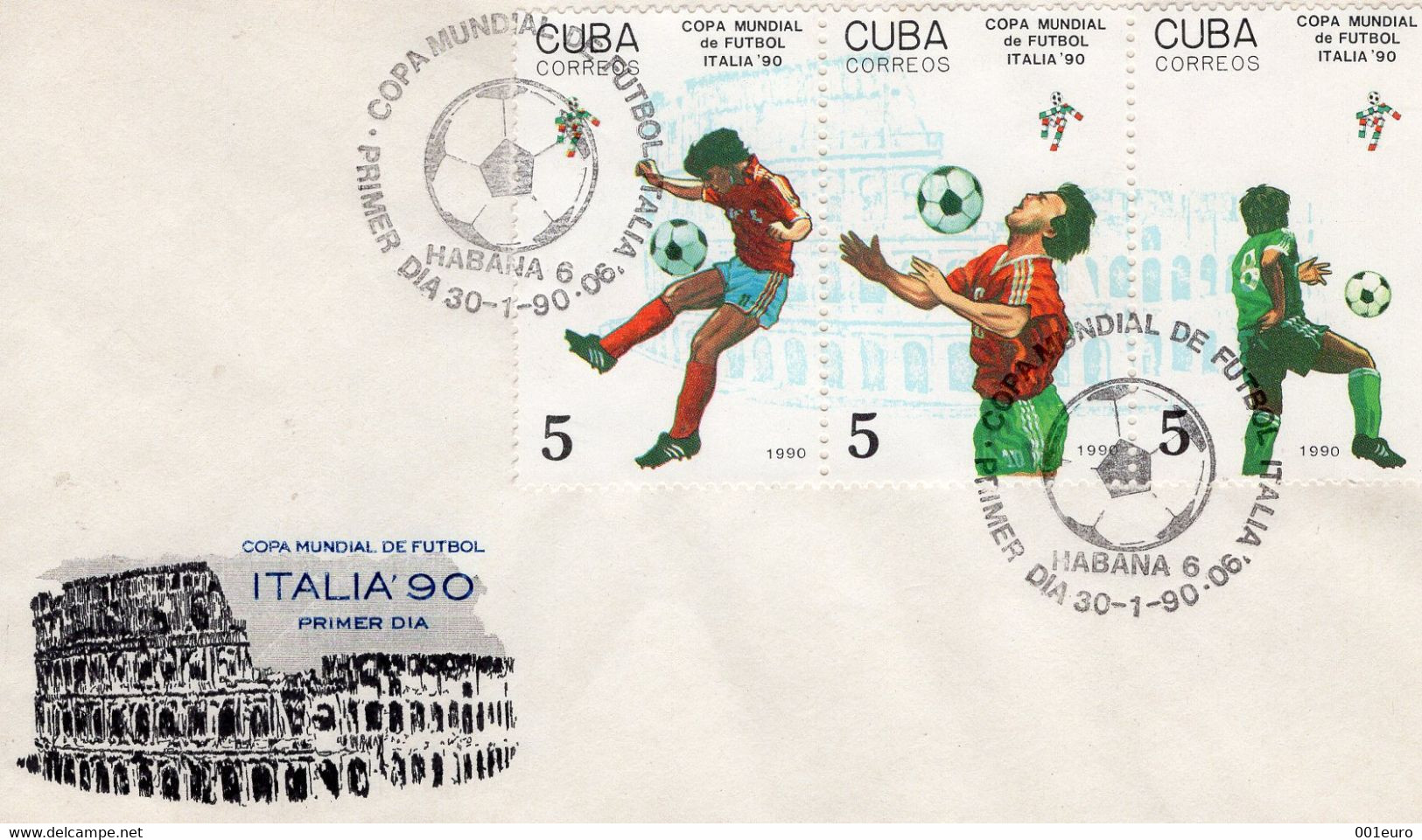 CUBA 1990: FOOTBALL WORLD CUP ITALY FDC Cover & Illustrated Postmark  - Registered Shipping! - Storia Postale