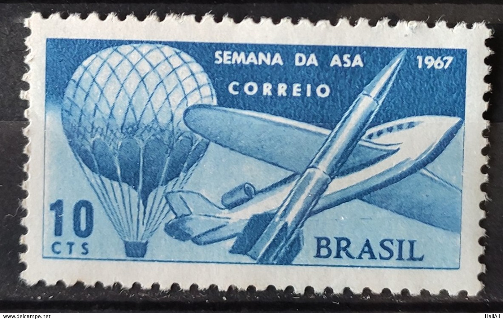 C 583 Brazil Stamp Week Wing Airplane Balao Rocket Aviacao 1967 2 - Other & Unclassified