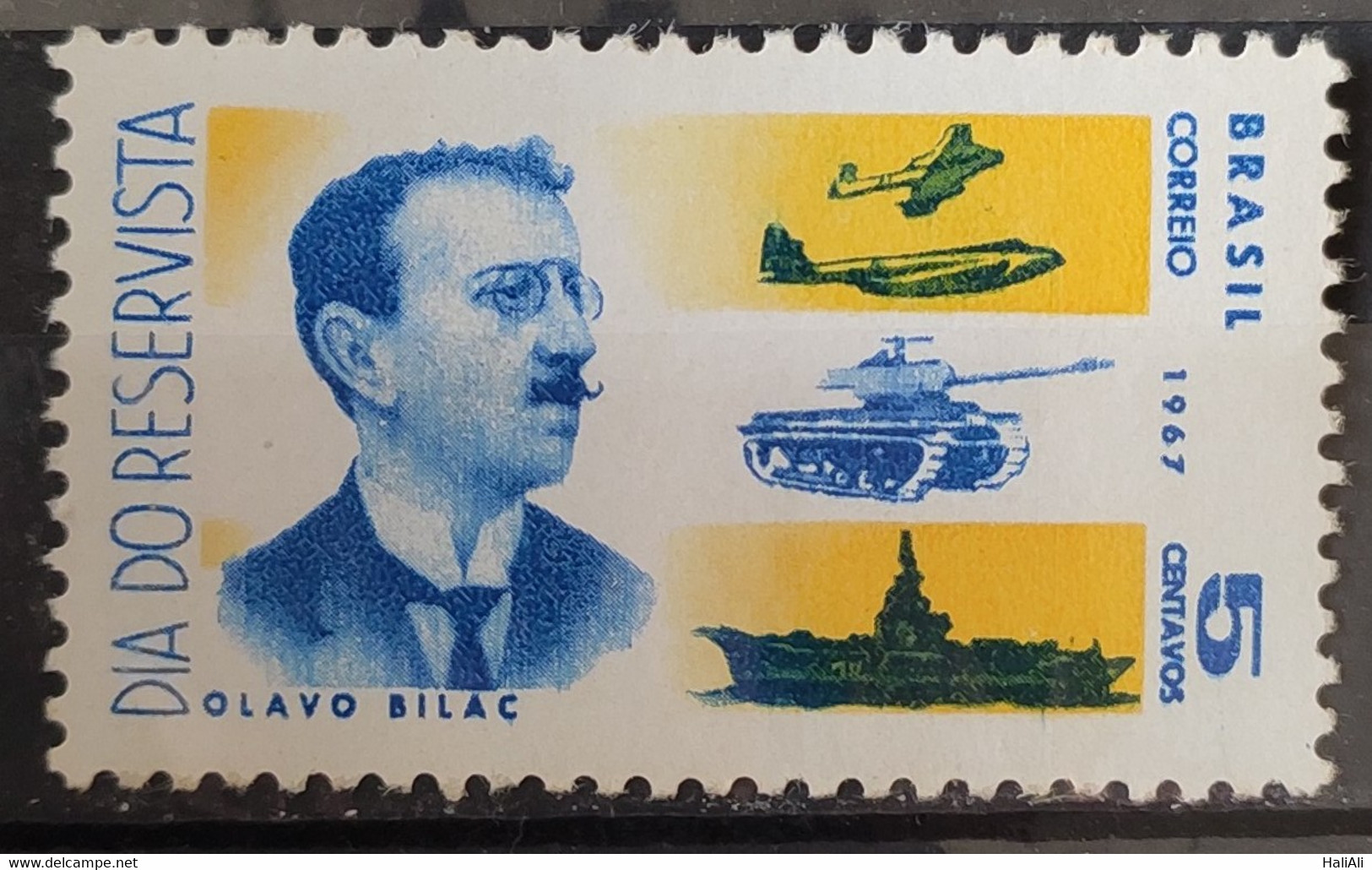 C 587 Brazil Stamp Day Reservist Military Airplane War Tank Ship Olavo Bilac 1967 1 - Other & Unclassified