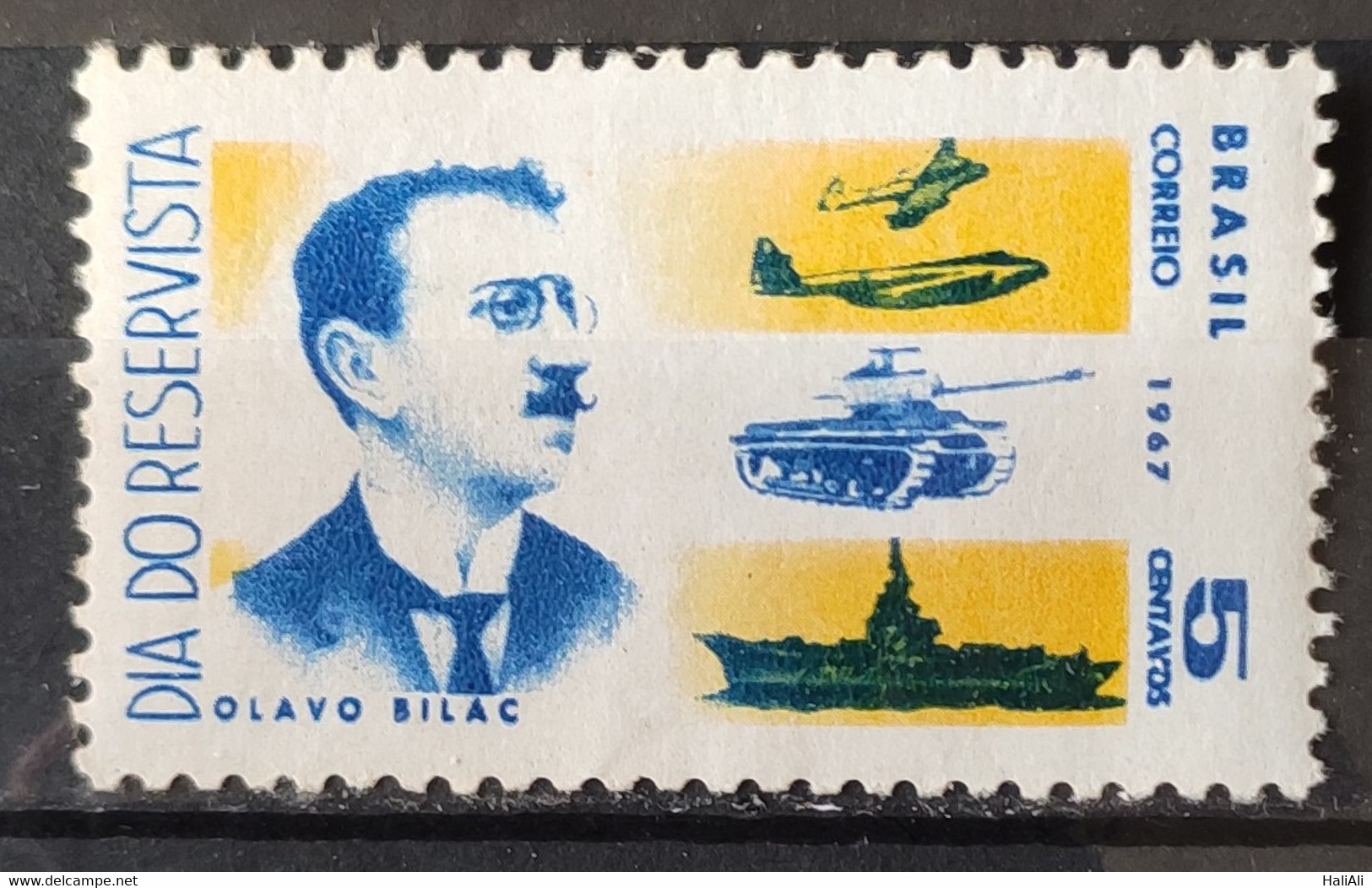 C 587 Brazil Stamp Day Reservist Military Airplane War Tank Ship Olavo Bilac 1967 3 - Sonstige & Ohne Zuordnung