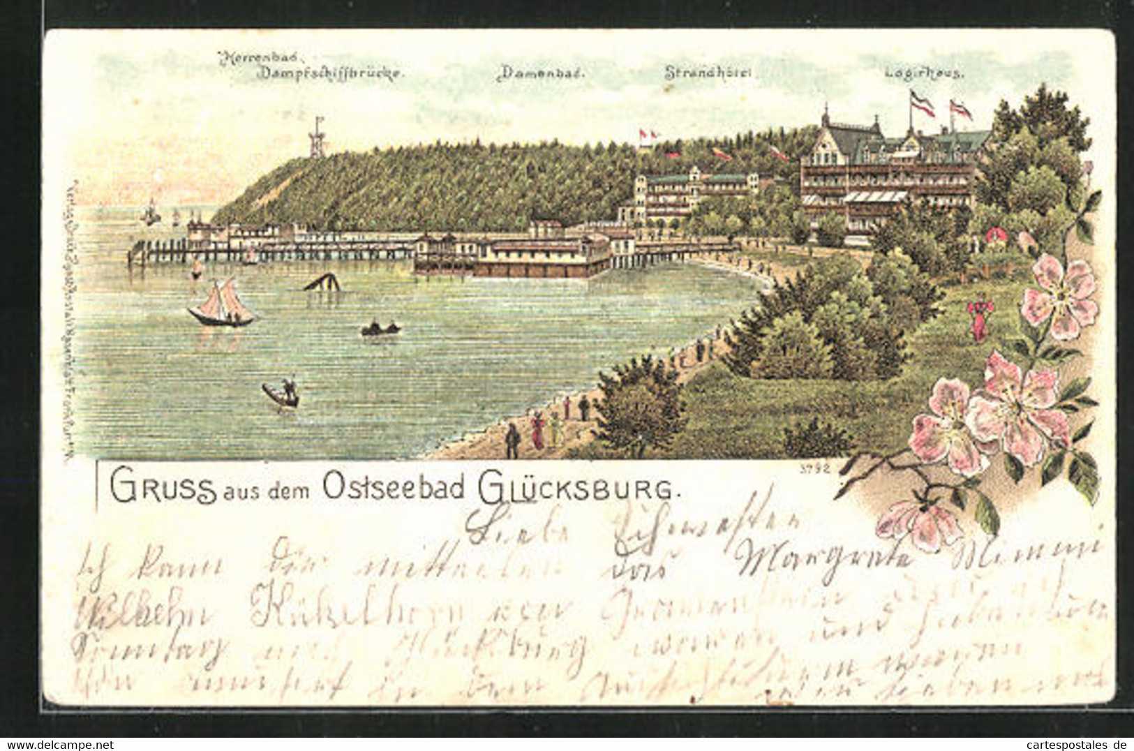 Lithographie Glücksburg, Strandhotel Und Damenbad - Glücksburg