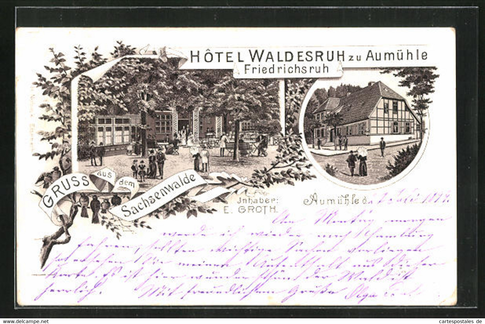 Lithographie Friedrichsruh, Hotel Waldesruh Zu Aumühle Friedrichsruh - Friedrichsruh