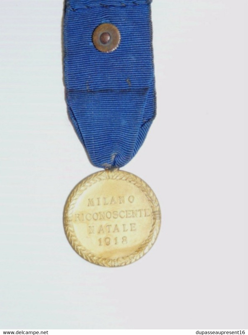 RARE MEDAILLE COMMEMORATIVE NOEL MILAN 1918 WW1 14/18 POILU MILANO RECONOSCENTE - Italië